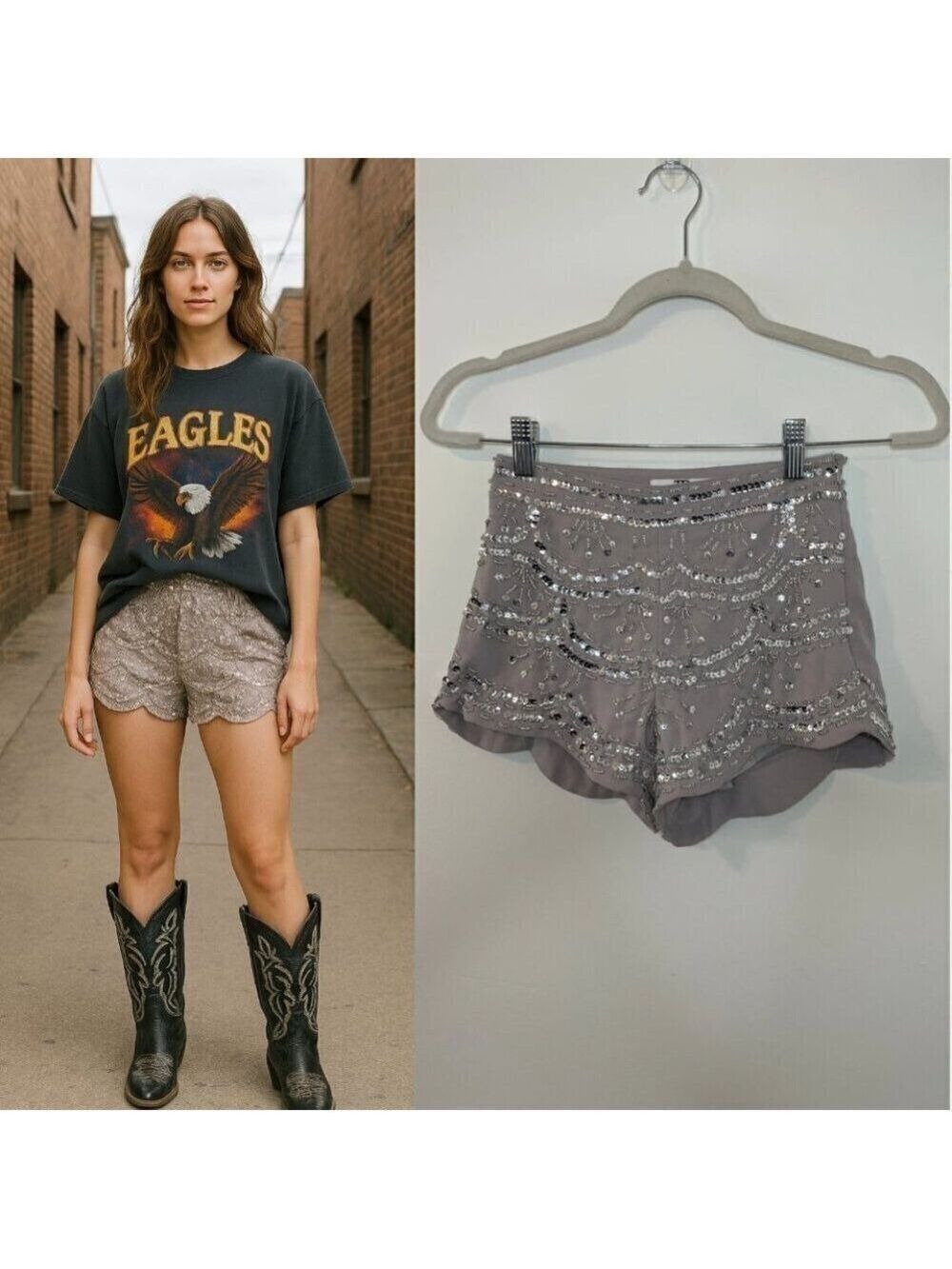 🐈True Decadence Sequin Scalloped Mini Shorts 4P